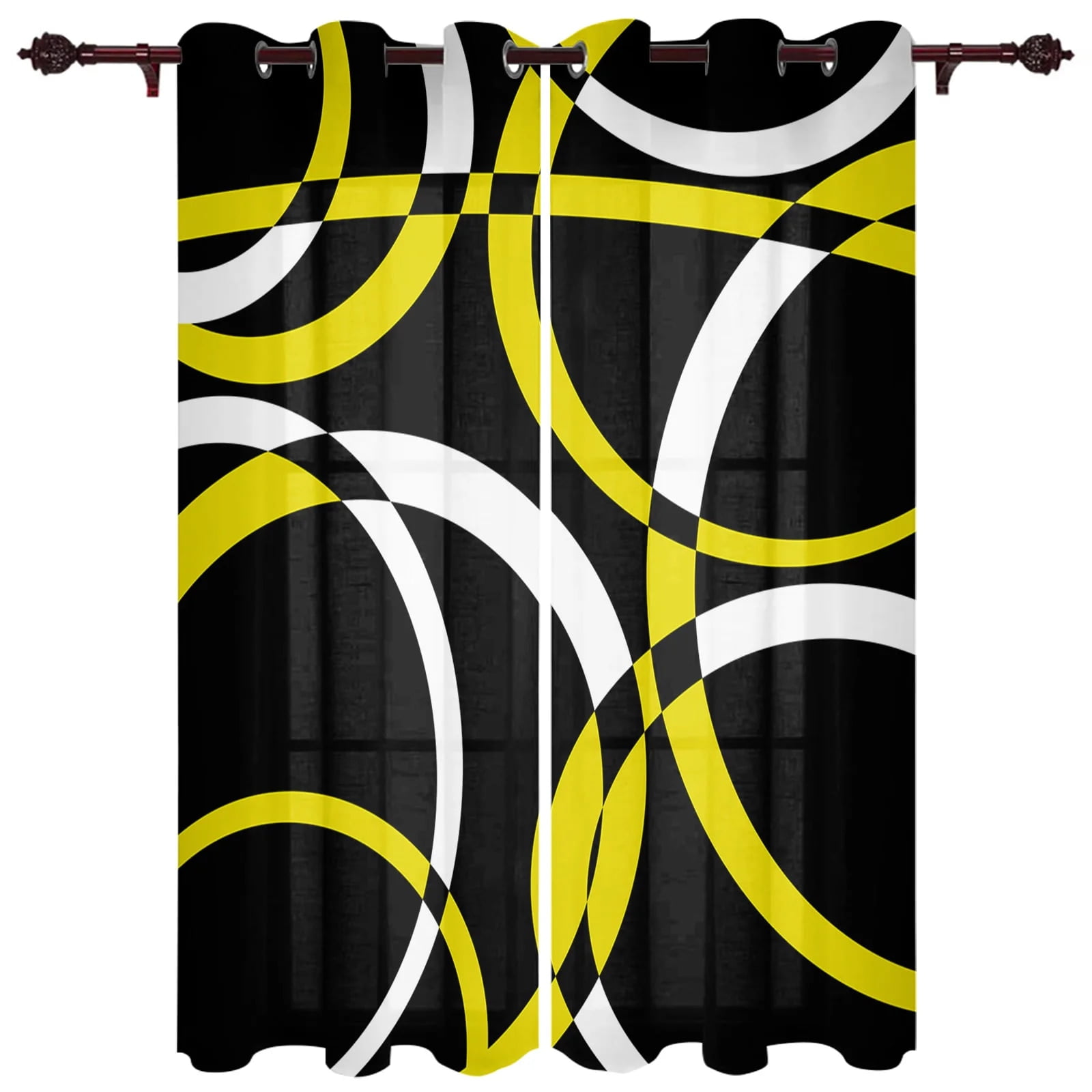 Circle Abstract Geometry Window Curtain Living Room Luxury Valance
