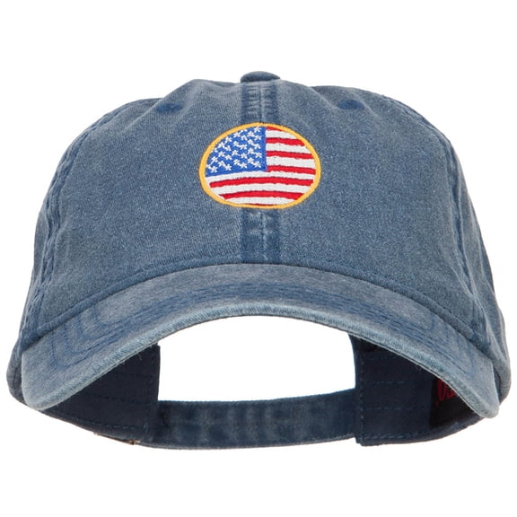 Circle American Flag Embroidered Washed Cap - Navy OSFM