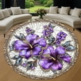 thumbnail image 1 of Circle Area Rug, Flowers10 Nature Pattern Washable Non-Slip Floor Carpet, Soft Rug for Living Room Bedroom Decor 59 Inch, 1 of 6