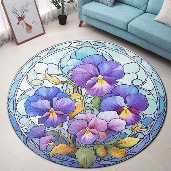 Circle Area Rug, House16 Washable Non-Slip Floor Carpet, Soft Rug for Living Room Bedroom Decor 24 Inch