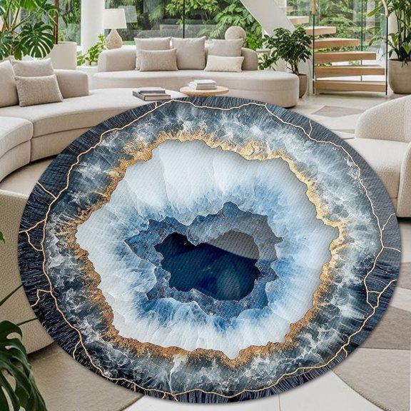 Circle Area Rug, Ice Washable Non-Slip Floor Carpet, Soft Rug for Living Room Bedroom Decor 24 Inch