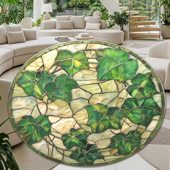 Circle Area Rug, Ivy Washable Non-Slip Floor Carpet, Soft Rug for Living Room Bedroom Decor 24 Inch