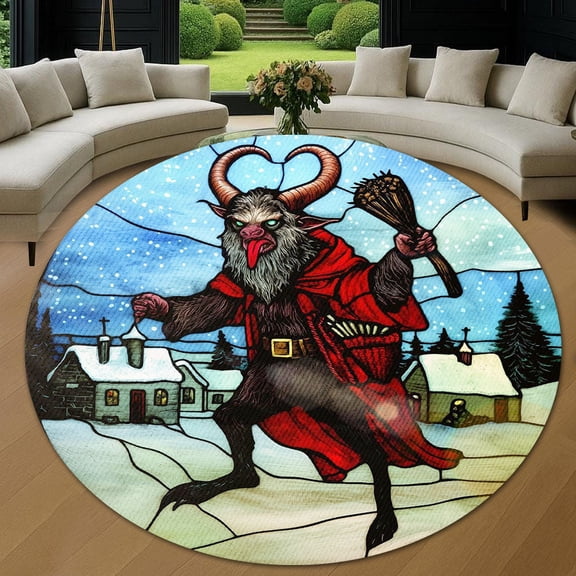 Circle Area Rug, Krampus Washable Non-Slip Floor Carpet, Soft Rug for Living Room Bedroom Decor 24 Inch