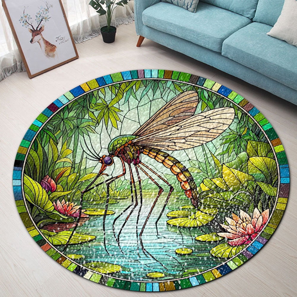 Circle Area Rug, Mosquito Mosquitoes Light Washable Non-Slip Floor ...