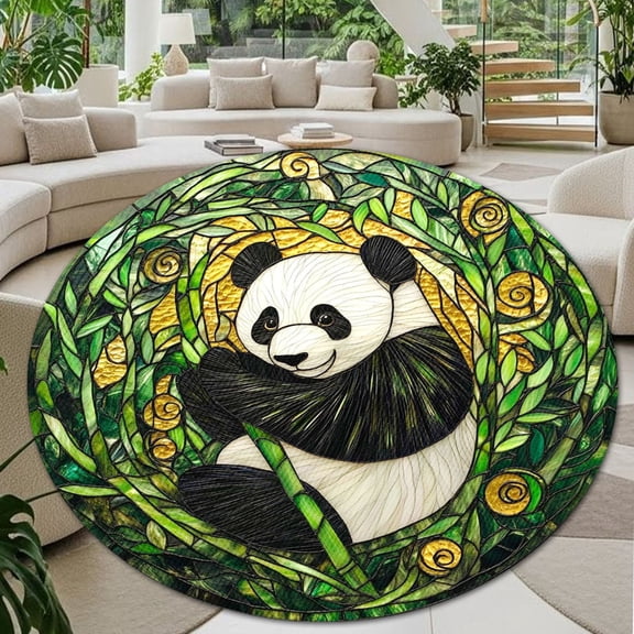 Circle Area Rug, Panda Washable Non-Slip Floor Carpet, Soft Rug for Living Room Bedroom Decor 24 Inch