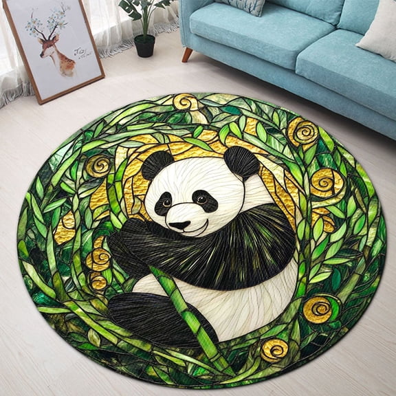 Circle Area Rug, Panda Washable Non-Slip Floor Carpet, Soft Rug for Living Room Bedroom Decor 24 Inch