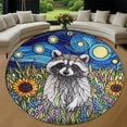 thumbnail image 1 of Circle Area Rug, Raccoon Washable Non-Slip Floor Carpet, Soft Rug for Living Room Bedroom Decor 71 Inch, 1 of 6