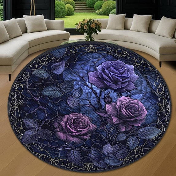 Circle Area Rug, Rose9 Animal Lover Gift Washable Non-Slip Floor Carpet, Soft Rug for Living Room Bedroom Decor 31 Inch
