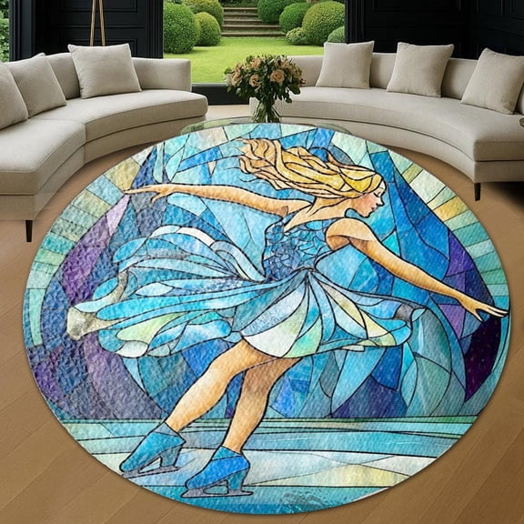 Circle Area Rug, Sun45 Washable Non-Slip Floor Carpet, Soft Rug for Living Room Bedroom Decor 31 Inch