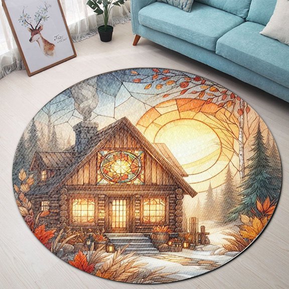 Circle Area Rug, Sun6 Washable Non-Slip Floor Carpet, Soft Rug for Living Room Bedroom Decor 24 Inch