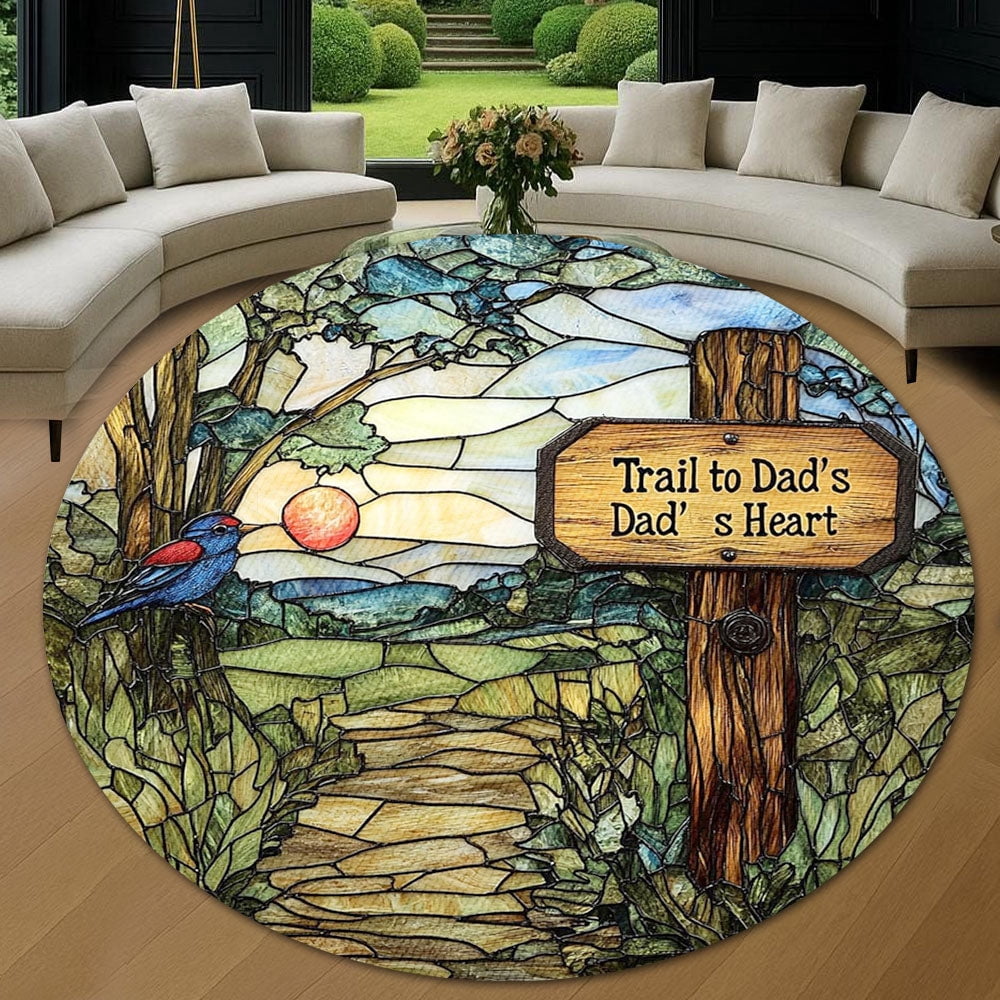 Circle Area Rug, Trail to Dad’s Heart 2 Washable Non-Slip Floor Carpet ...