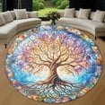 thumbnail image 1 of Circle Area Rug, Tree Of Life16 Washable Non-Slip Floor Carpet, Soft Rug for Living Room Bedroom Decor 71 Inch, 1 of 6