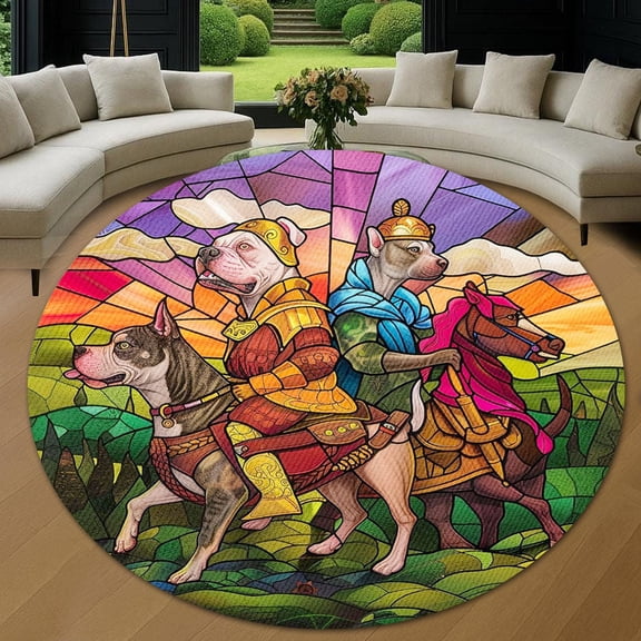 Circle Area Rug, Valentine Trumpet 3 Washable Non-Slip Floor Carpet, Soft Rug for Living Room Bedroom Decor 24 Inch