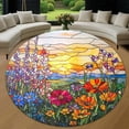 thumbnail image 1 of Circle Area Rug, Wildflowers2 Washable Non-Slip Floor Carpet, Soft Rug for Living Room Bedroom Decor 71 Inch, 1 of 6