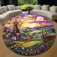 thumbnail image 1 of Circle Area Rug, Windmill Cute Design Washable Non-Slip Floor Carpet, Soft Rug for Living Room Bedroom Decor 31 Inch, 1 of 6