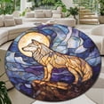 thumbnail image 1 of Circle Area Rug, Wolf Moon Washable Non-Slip Floor Carpet, Soft Rug for Living Room Bedroom Decor 31 Inch, 1 of 6