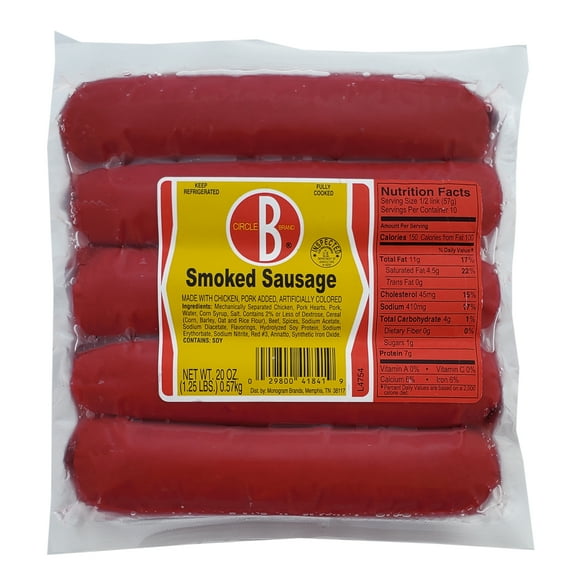 Circle B Mild Link Smoked Sausage, 20 oz, 5 Ct Refrigerated, Plastic Wrapped