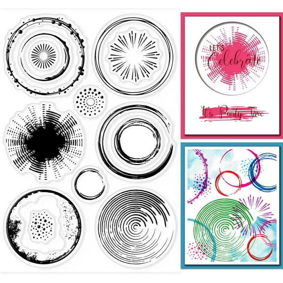 Circle Background Clear Stamps Circle Decorative Clear Stamps Silicone Clear Stamp for Card Making DIY Scrapbooking Journaling Stamps Craft Supplies for Holiday Card diy