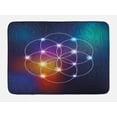thumbnail image 1 of Circle Bath Mat, Digital Overlapping Circles Grid Geometric Centered on Triangles Esoteric Energy Motif, Non-Slip Plush Mat Bathroom Kitchen Laundry Room Decor, 29.5 X 17.5 Inches, Indigo, Ambesonne, 1 of 2