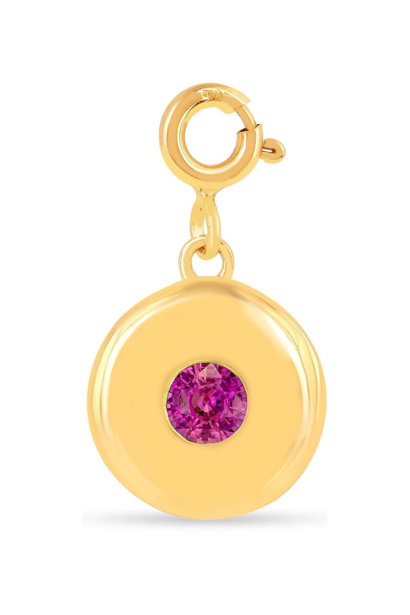 Circle Birthstone Charm 18K Gold Over Silver Charm Mini Pendant for Women- Personalized Gemstone Necklace Charm Pendant Gift For Her
