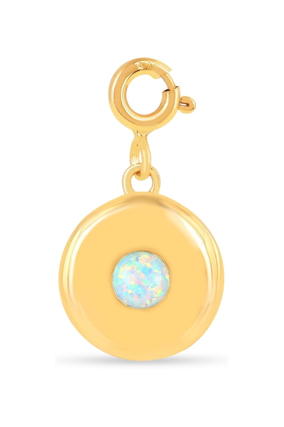 Birthstone Charm Pendant 925 Sterling Silver Yellow Gold Plated For Womens