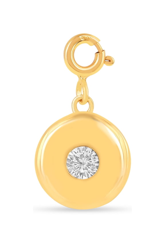 Circle Birthstone Charm 18K Gold Over Silver Charm Mini Pendant for Women- Personalized Gemstone Necklace Charm Pendant Gift For Her