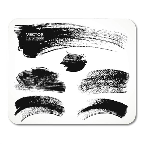 Circle Black Paint Figured Brush Strokes and Ink Calligraphy Streak Mousepad Mouse Pad Mouse Mat 9x10 inch