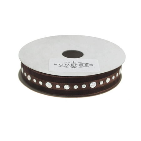 Circle Bling Center Sheer Ribbon, 5/8-Inch 3 Yards, Chocolate