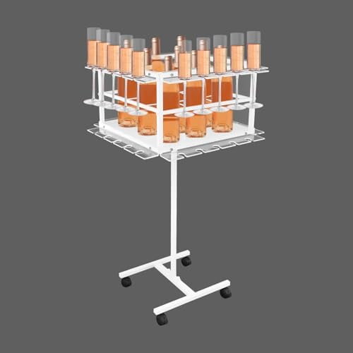 Circle Champagne Tower, 2-Tier Acrylic Champagne Display Rack Stand with Wheels, Cocktail Tree Stand Wine Glass Shelves Rack for Bar, Party, Wedding, Capacity 40 Glasses and 9 Champagne