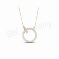 thumbnail image 1 of Circle Clasp Necklace 14K Rose Gold Over Sterling Silver Round Diamond Pendant With 18 inches Chain For Women, 1 of 3