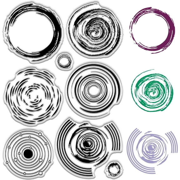 Circle Clear Stamps - Round Graffiti Stamp Vintage Reusable Decorative Background Transparent Silicone Seals for Holiday Card Making DIY Scrapbooking Journaling Craft Home Decor Silver