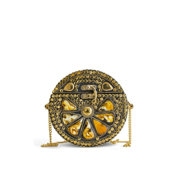 Circle Clutch with Stone Inlay