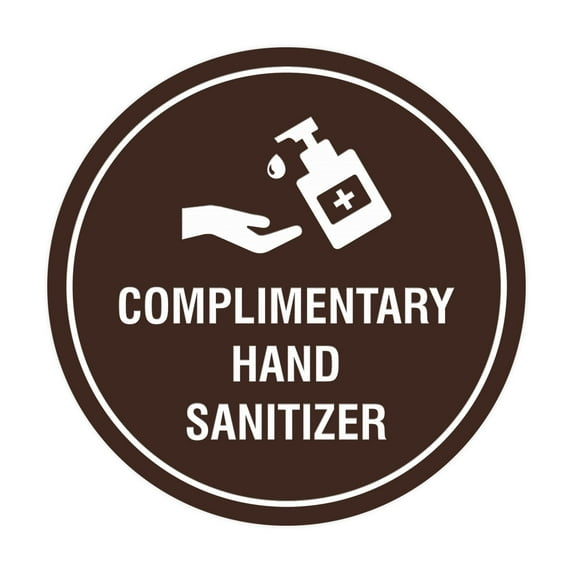 Circle Complimentary Hand Sanitizer Sign (Dark Brown) - Small 4"