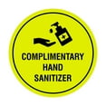 thumbnail image 1 of Circle Complimentary Hand Sanitizer Sign (Yellow / Black) - Small 4", 1 of 5