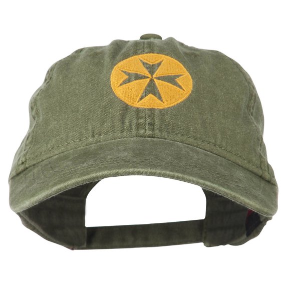 Circle Cross Design Embroidered Cap - Olive OSFM