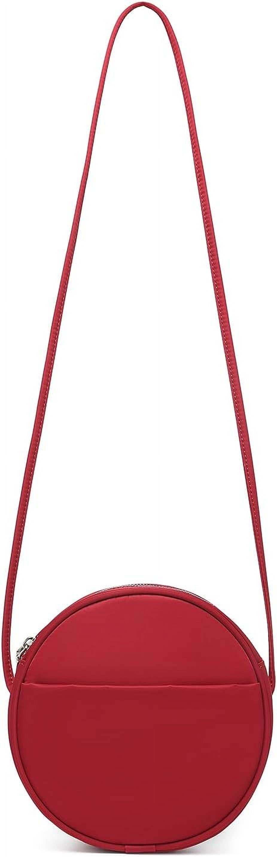 Circle Crossbody Bag for Women NYLON Circle Purse with Zipper Adjustable Knot Shoulder Straps