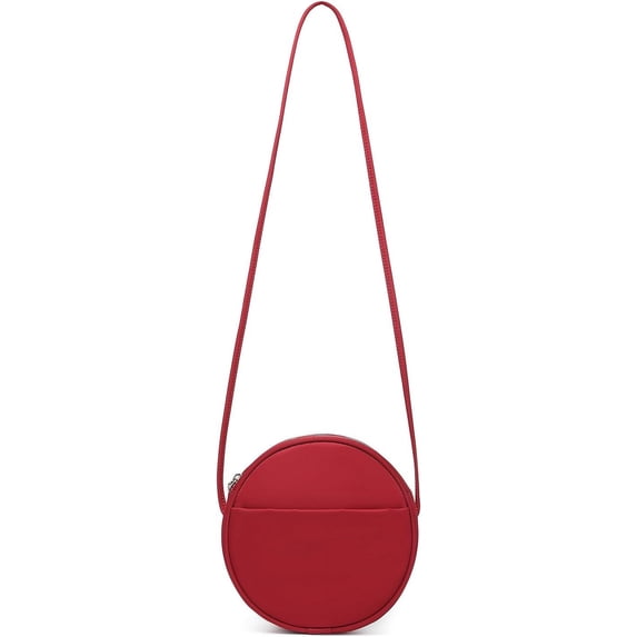 Circle Crossbody Bag for Women NYLON Circle Purse with Zipper Adjustable Knot Shoulder Straps