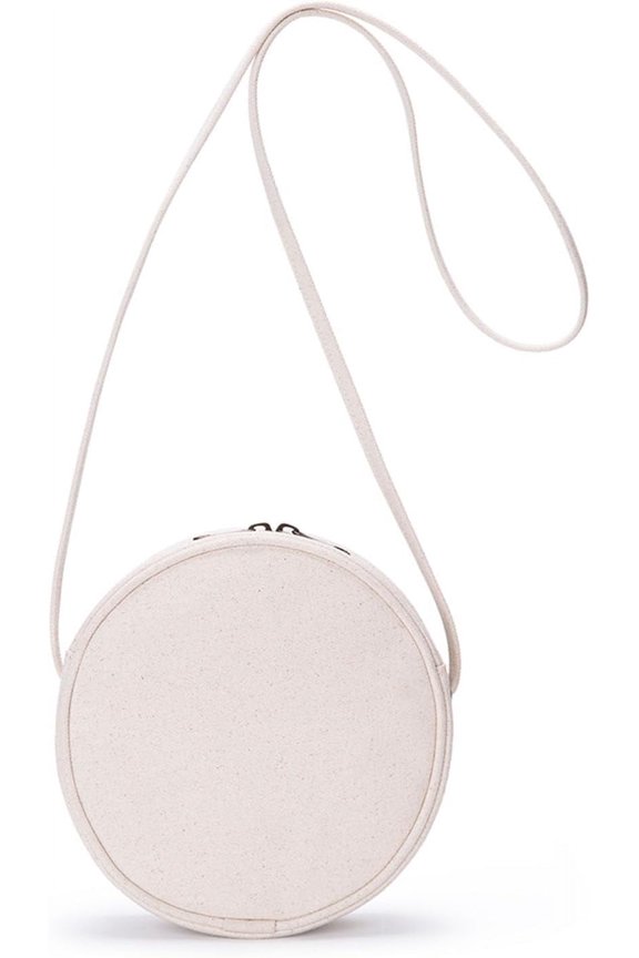 Circle Crossbody Bag for Women NYLON Circle Purse with Zipper Adjustable Knot Shoulder Straps