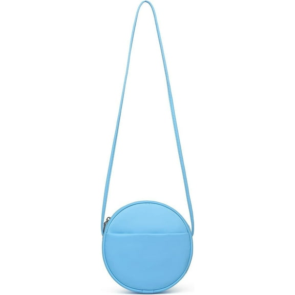 Circle Crossbody Bag for Women NYLON Circle Purse with Zipper Adjustable Knot Shoulder Straps
