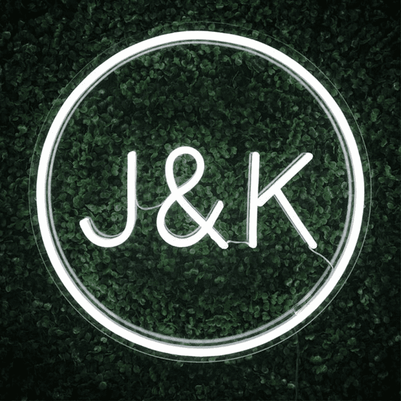 Circle Custom Initials Sign | Wedding neon sign (30x30"(76x76cm), WarmWhite)
