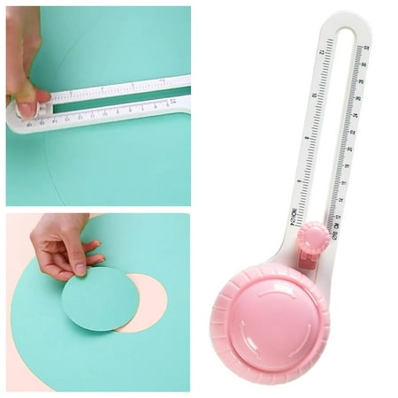 Circle Cutter for Paper, Circle Paper Cutter, Compass Cutter, Portable Adjustable Rotary Circular Cutter Composite Paper, Home Office, Cardboard Pink