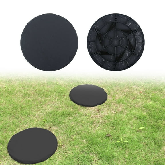 Circle Cyan Decorative Garden Stepping Stones With Ground Stakes Weatherproof Path Pavers For Outdoor Yard Walkway, Lawn & Landscape Layout