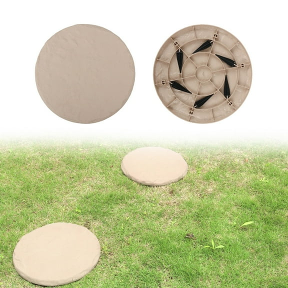 Circle Cyan Decorative Garden Stepping Stones With Ground Stakes Weatherproof Path Pavers For Outdoor Yard Walkway, Lawn & Landscape Layout