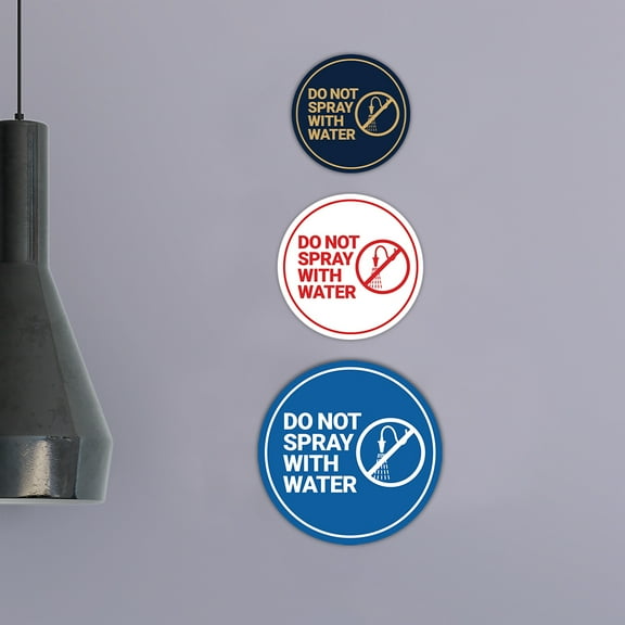 Circle Do Not Spray With Water Sign (Brushed Gold) - Medium