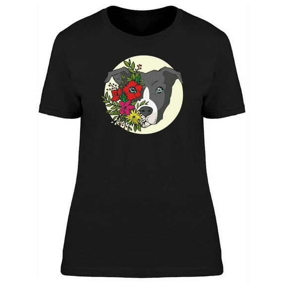 Circle Dog With Flowers T-Shirt Women -Image by Shutterstock, Female Medium