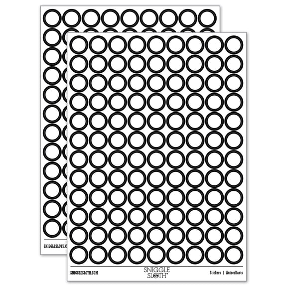 Circle Dot 200+ Round Stickers - Black - Matte Finish - 0.50" Size