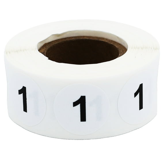 Circle Dot Number 1 Stickers | 0.75" Inch Round | 500 Pack