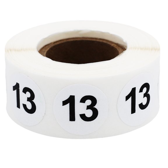 Circle Dot Number 13 Stickers | 0.75" Inch Round | 500 Pack