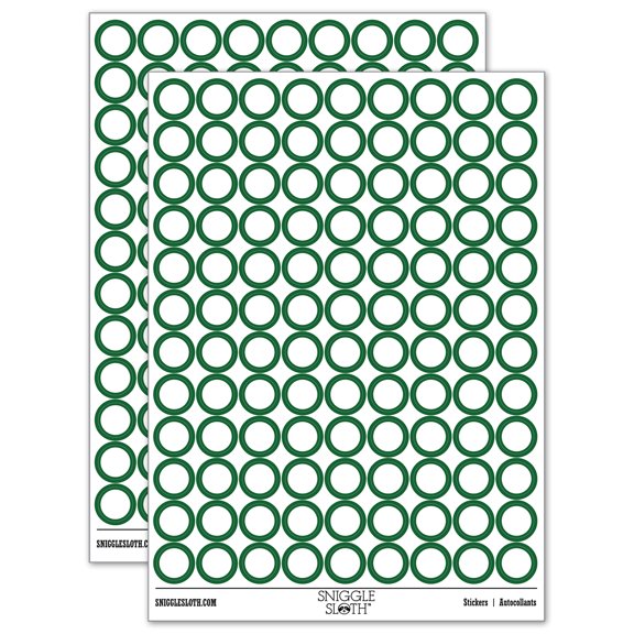 Circle Dot 200+ Round Stickers - Dark Green - Matte Finish - 0.50" Size