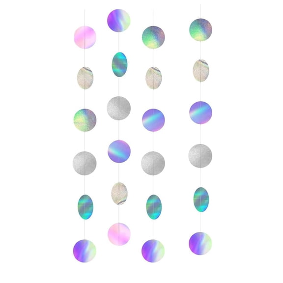 Circle Dots Hanging Garland Party Supplies Iridescent Colorful Streamers for Anniversary Wedding Graduation Decorations